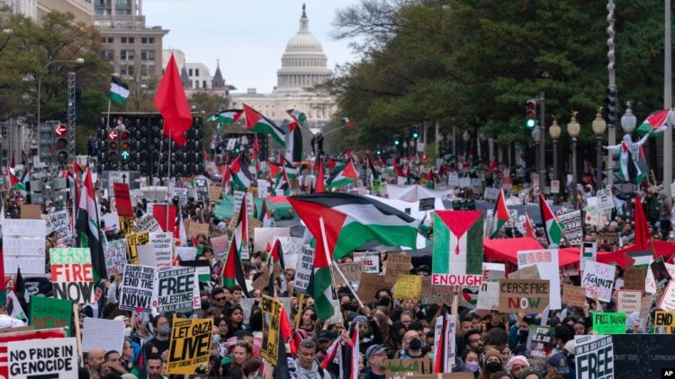 ABD’nin başkentinde ''Filistin’e Özgürlük'' mitingine binlerce kişi katıldı
