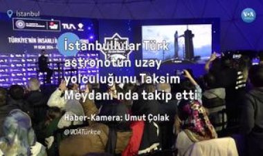 İstanbullular Türk astronot Alper Gezeravcı'nın uzay yolculuğunu Taksim Meydanı’nda takip etti