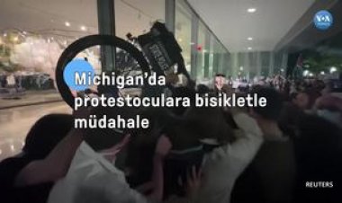 Michigan’da protestoculara bisikletle müdahale