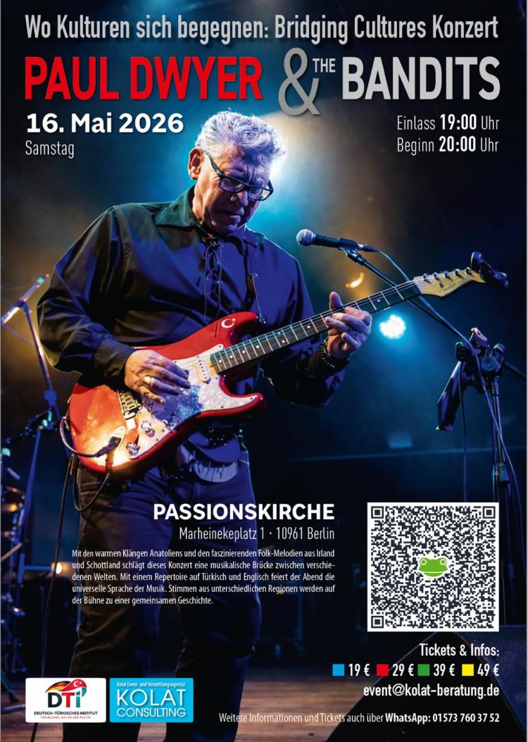 Kültürler Berlin’de müzikle buluşuyor: Paul Dwyer & The Bandits sahne alacak