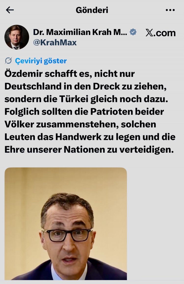 AfD’li vekil ve Vatan Partisi Almanya Temsilciliği’nden Cem Özdemir’e tepki